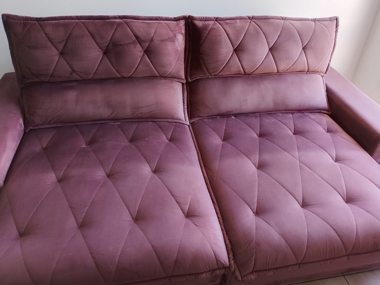 Sofá rosé depois da higienização Home Clean